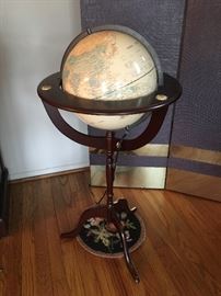 Lighted globe on stand
