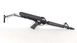 #114: Calico M-100 .22lr Semi-Auto Rifle with Original Box and 100 Round Mag
Serial Number: A000043
Barrel Length: 18"

Not Ca compliant! Shipping is available on all firearms, buyer is responsible for checking their local/state laws before bidding. Firearms must be shipped to an FFL. Local pick up is available in Granbury, Texas.