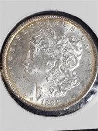#460: 1888 Morgan Silver Dollar Philadelphia Mint, Uncirculated
1888 Morgan Silver Dollar Philadelphia Mint, Uncirculated