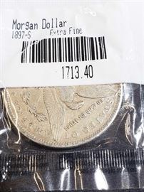 #466: 1897 Morgan Silver Dollar San Francisco Mint, Uncirculated
1897 Morgan Silver Dollar San Francisco Mint, Uncirculated
