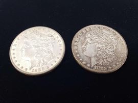 #509: 1885 and 1886 Morgan Silver Dollar Both Philadelphia Mint
1885 and 1886 Morgan Silver Dollar Both Philadelphia Mint
