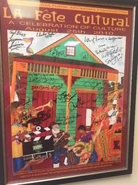 Cajun French and Zydeco  music poster signed by all of the local Cajun and Zydeco musicians 