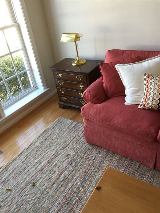 Side table and brass lamp