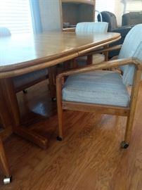 This table would be in this kitchen but also could be use as a card/game table!!  All 6 chairs roll and the set is in great shape!