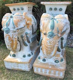 ESS113 Two Oriental Ceramic Elephants
