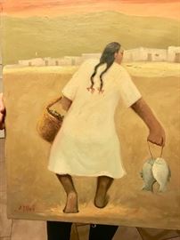 Artwork Woman Carrying Fish