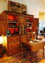 Antique English Pine Hutch and a nice assortment of decor