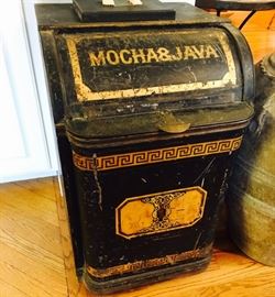 Antique Mocha and Java storage bin