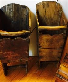 Antique wood wall baskets