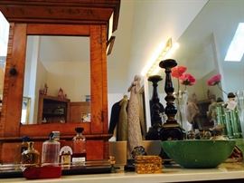 Vintage perfume bottles and other toiletries