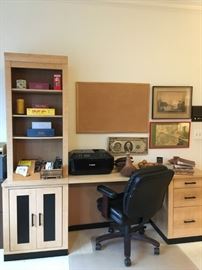 Desk with bookshelf and cabinet