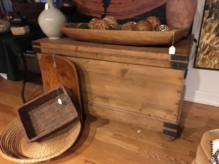 Antique pine chest 