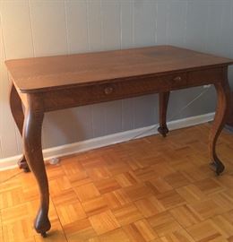 Antique oak library table circa 1890.  Center drawer.  Very good condition.  Dimensions:  51 x 30 x 30.5.