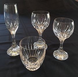 Baccarat Massena crystal stemware.  Champagne flutes, red and white wine glasses, water goblets.  Deep discounts will allow you to impress your friends with these as gifts.