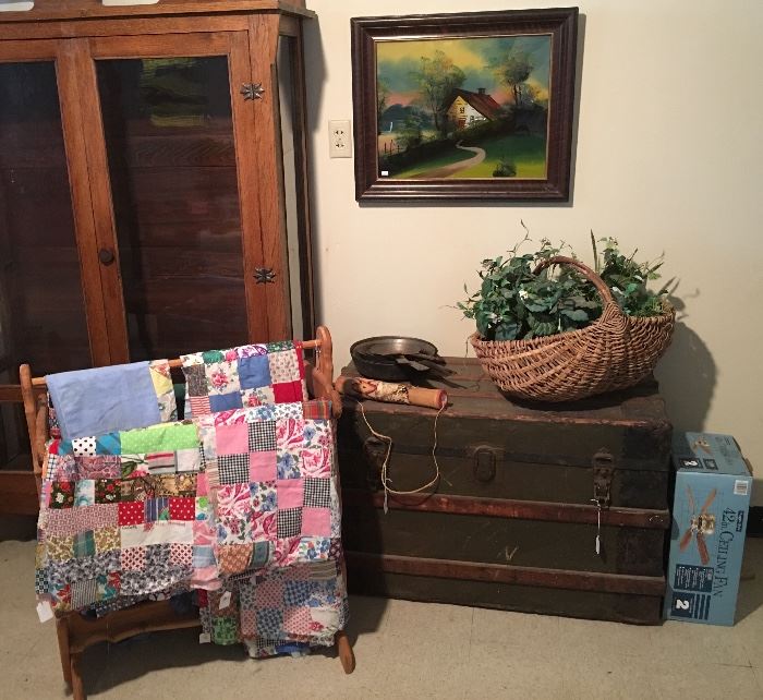 Trunk, Quilt Coverelts, Artwork, Ceiling Fan new in box