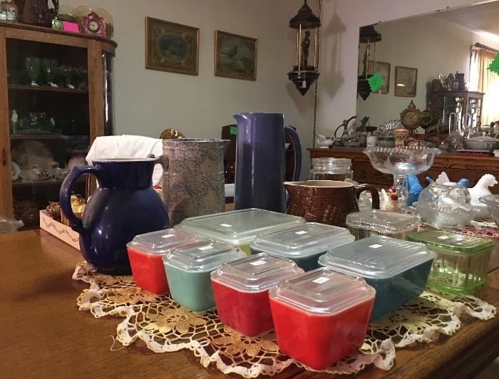 Refrigerator Dishes, Stoneware Crocks & Jugs, Pitchers, SOOOO MUCH ! Must see to appreciate!