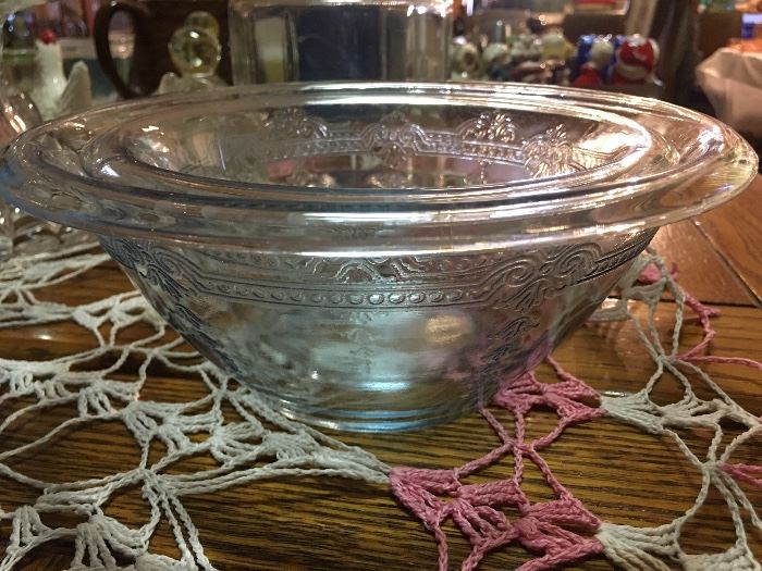 Fire King Saphire Blue Etched Philbe Mixing Bowls - Covered Dish Available as well