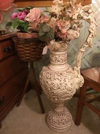 Heavy Floor Vase w/ Flowers