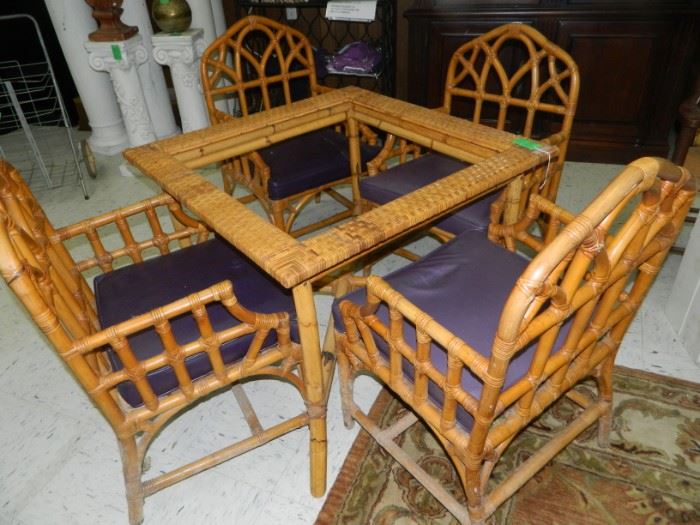 Rattan Table and Chairs - has glass top. Not in photo.
