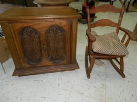 Side table, child's rocker