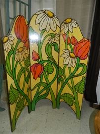 Retro floral wooden room divider
