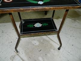 Glass top iron two tier table