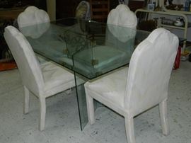 Glass top and base table w/4 chairs