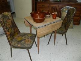 Same small folding side table w/2 vinyl chairs