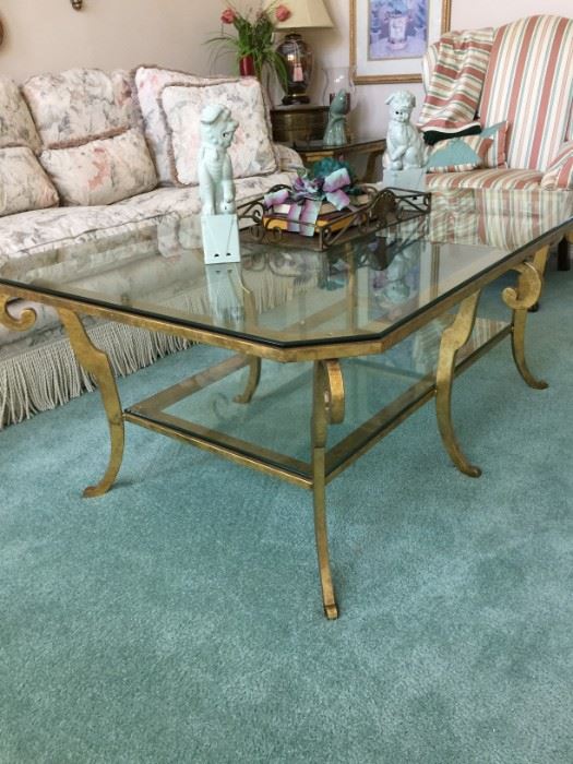 Glass & brass coffee table