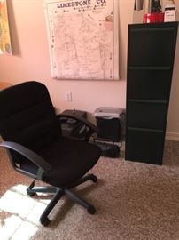 desk chair, file cabinet