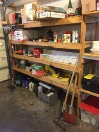 Floor to ceiling shelves in the garage. Lots of everything. No kidding !