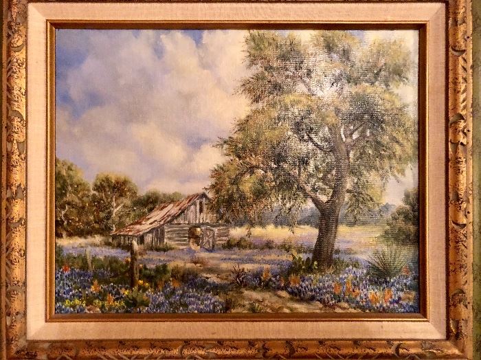 Original oil painting of Texas Hill country and bluebonnets by Doris Spears