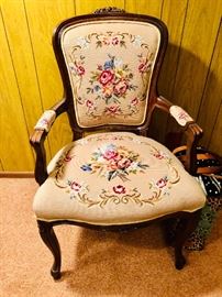 Needlepoint upholstered chair