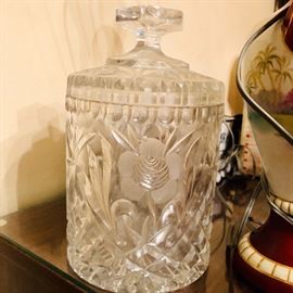 Leaded glass biscuit jar