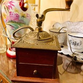 Coffee grinder and enamelware