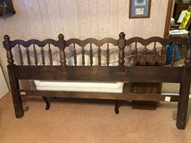 King solid wood headboard with metal bed frame