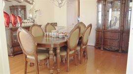 Fine Dining Room Suite, Table expands to sit 8, Fine China Cabinet and very pretty Serving Piece w/ Glass Display below