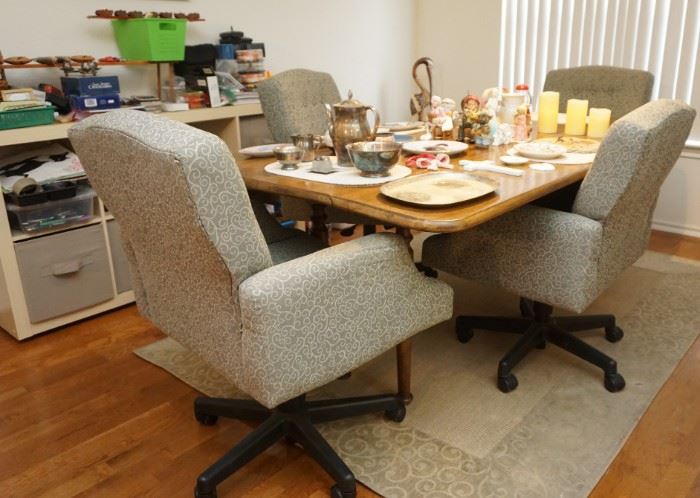 Drop leaf table and dining chairs