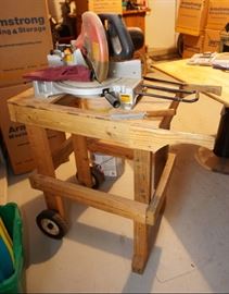 Chop saw on stand