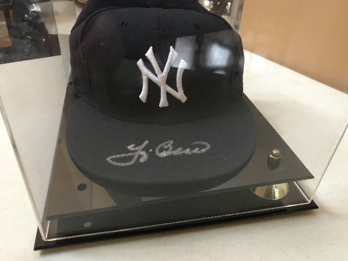 New York Yankees hat signed by Yogi Berra