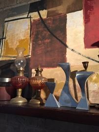 Hurricane Lamps, Candlestick Holders, Print Art