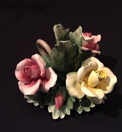 Capo diamante' Porcelain Rose Candlestick Holder