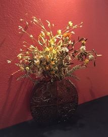 Flower Arrangement in Tin Copper Look Vase Modern