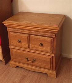 Oak Night Stand with Hidden Locked Compartment