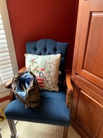 blue chair on wheels 