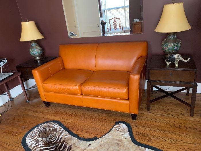 Crate and Barrel leather loveseat