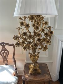 Pair of ornate gilded lamps