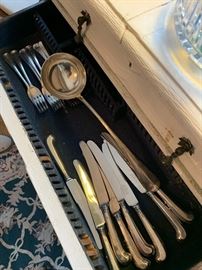 Large set of sterling silver flatware