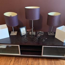 TV stand and lamps