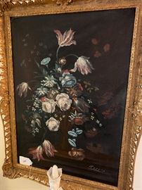 Several floral still life paintings